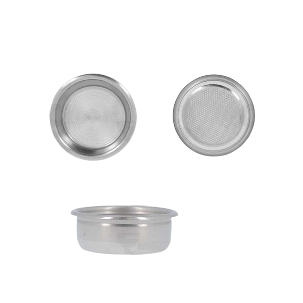 بسکت فیلتر دو کاپ سیمبالی 16 گرمی با شیار داخلی – ارتفاع 25mm – استیل AISI 304